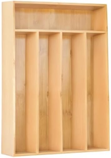 Silverware Organizer Kitchen Drawer Organizer Utensil Organizer Bamboo Silverware Holder Cutlery Organizer in Drawer Flatware Organizer Tray(5 slots, Natural