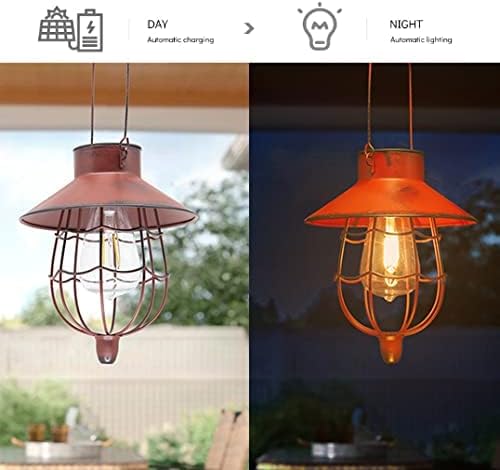 YAKii 2 Pack Solar Lantern Hanging Waterproof Outdoor Metal Solar Lamp with Warm White Light Decorate for Yard Garden Pathway Patio Porch Decor (Red)