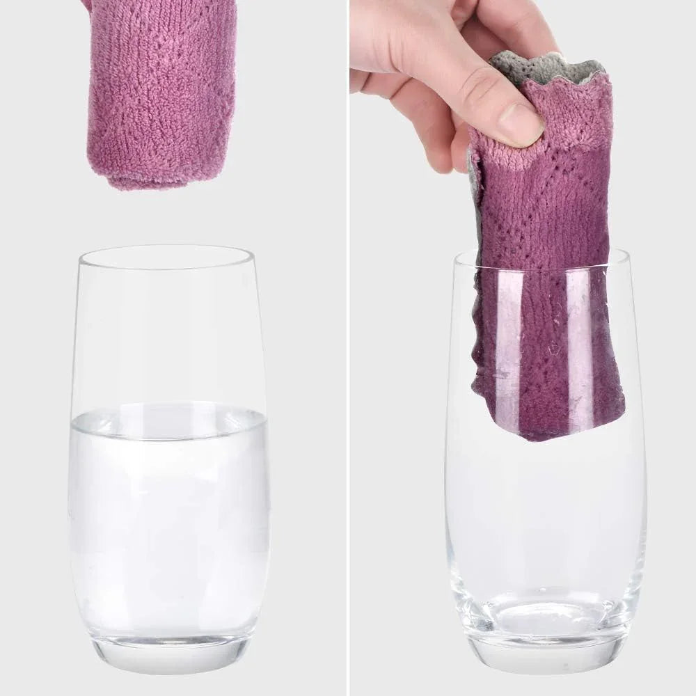 12PCS Double-Sided Microfiber Kitchen Towels, Reusable Cleaning Cloths 10x6 - Cart Shape