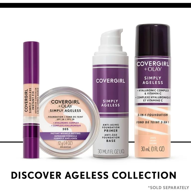 CoverGirl & Olay Simply Ageless 3-in-1 Liquid Foundation, Matte, Hyaluronic, Vitamin C - Cart Shape