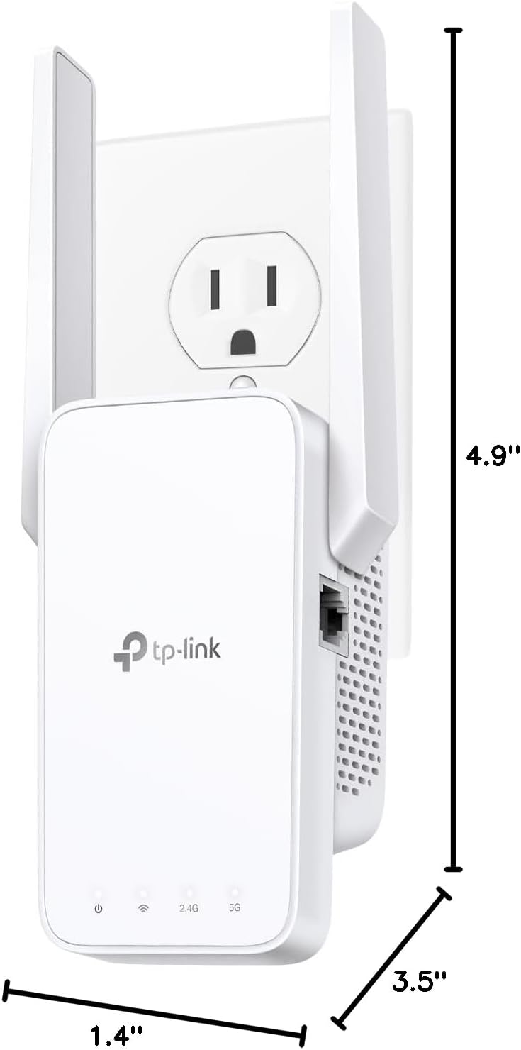 TP-Link AC1200 WiFi Extender, 2025 Wirecutter Best WiFi Extender, 1.2Gbps home signal booster, Dual Band 5GHz/2.4GHz, Up to 1600 Sq.ft and 32 Devices, EasyMesh Compatible, One Ethernet Port (RE315)
