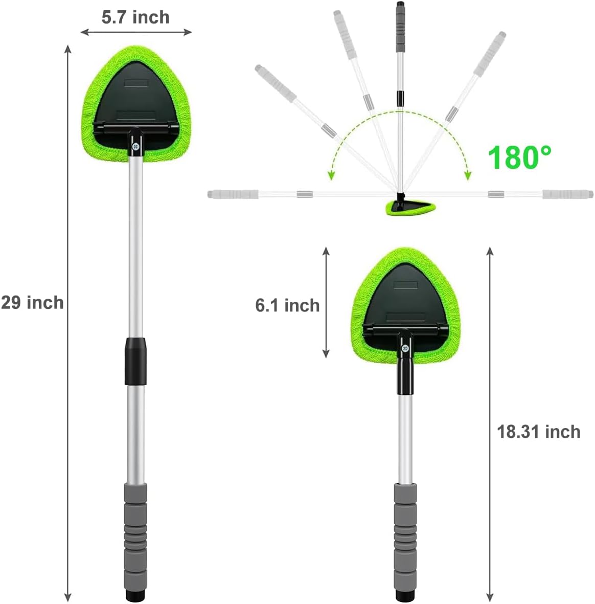 XINDELL 29-inch Windshield Cleaner Tool – Upgrade Large Head Car Interior&Exterior Window Cleaning Kit with Extendable Handle & 4 Microfiber Pads, Auto Wiper Brush for Car, Trucks, SUVs, RVs & Home