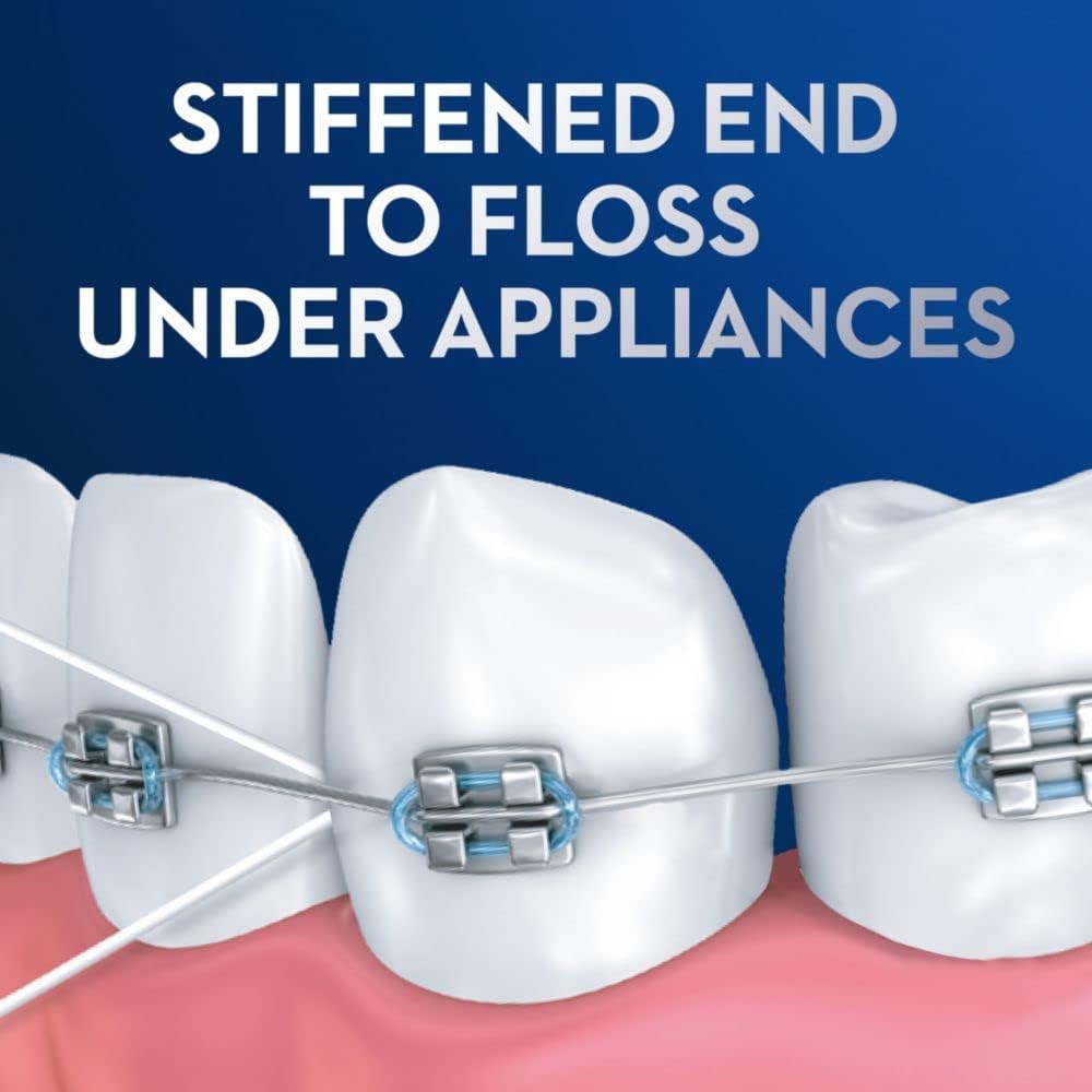 Oral-B Dental Floss for Braces, Super Floss Pre-Cut Strands, Mint, 50 Count, Pack of 2