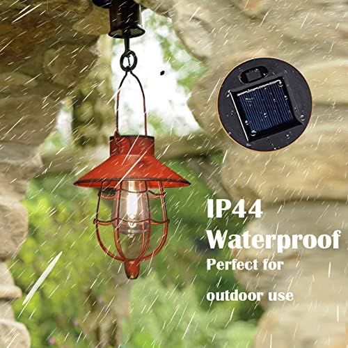 YAKii 2 Pack Solar Lantern Hanging Waterproof Outdoor Metal Solar Lamp with Warm White Light Decorate for Yard Garden Pathway Patio Porch Decor (Red)