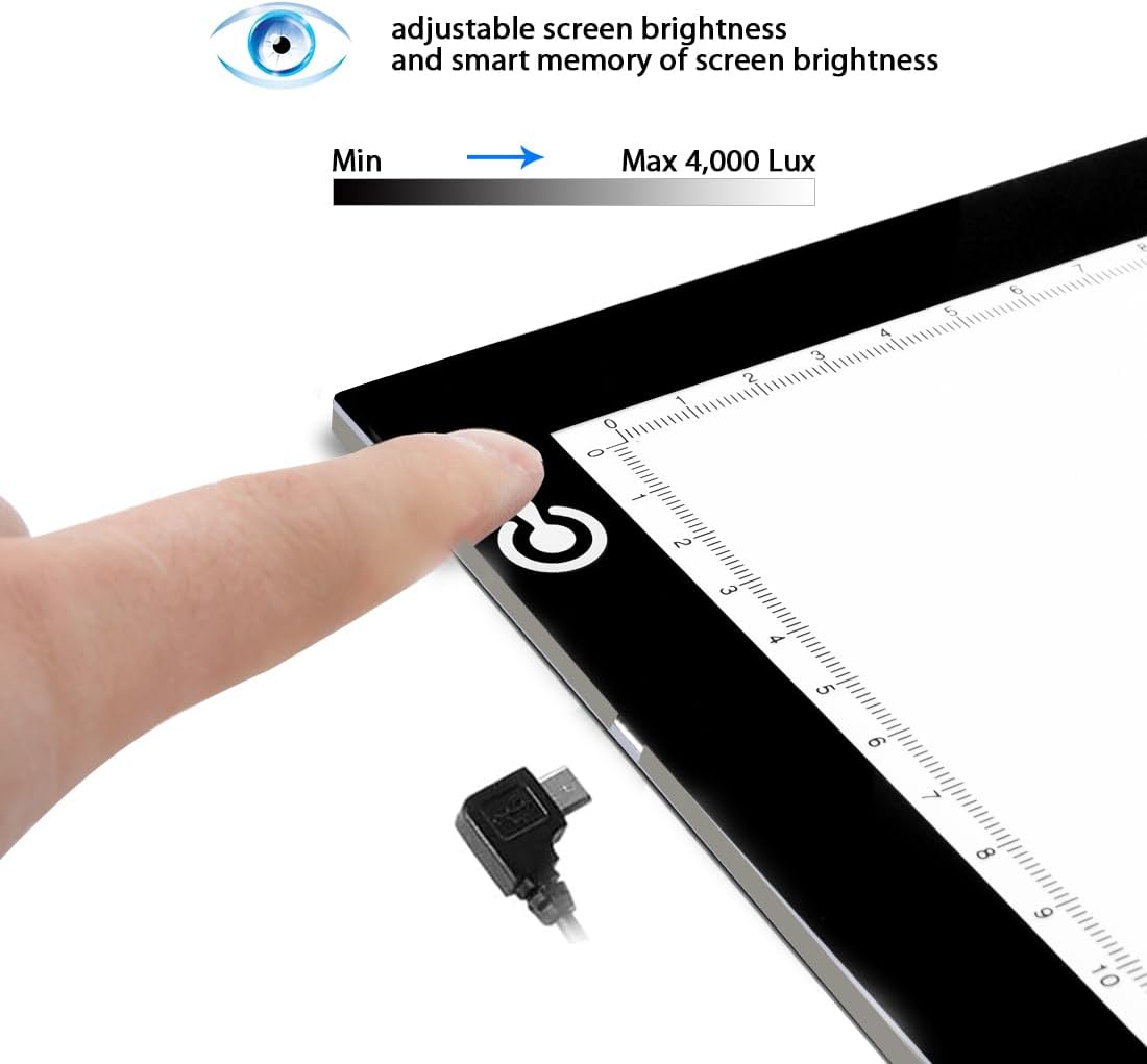 LitEnergy A4 LED Copy Board Light Tracing Box, Ultra-Thin Adjustable USB Power Artcraft LED Trace Light Pad for Tattoo Transferring, Drawing, Streaming, Sketching, Animation, Stenciling