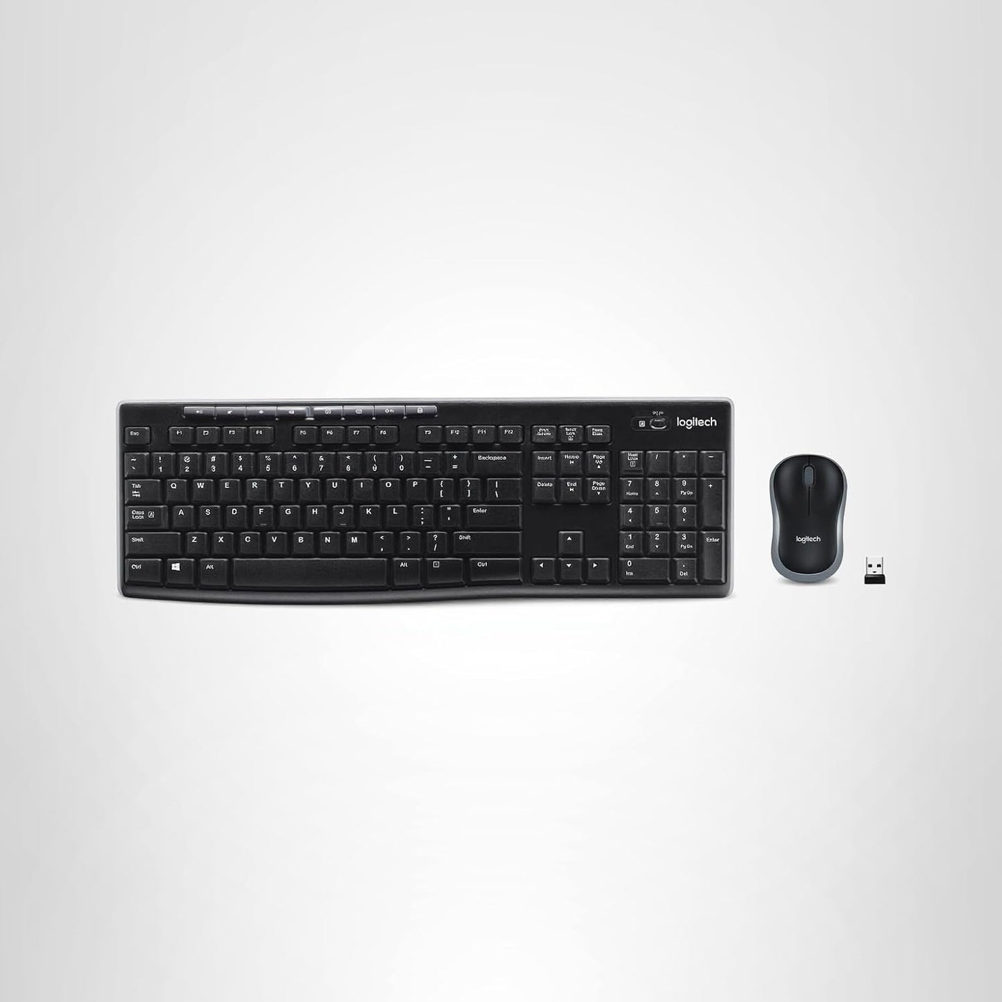 Logitech MK270 Wireless Keyboard and Mouse Combo for Windows, 2.4 GHz, 8 Multimedia Keys, PC, Laptop, Wireless Keyboard Compact Mouse Combo - Black