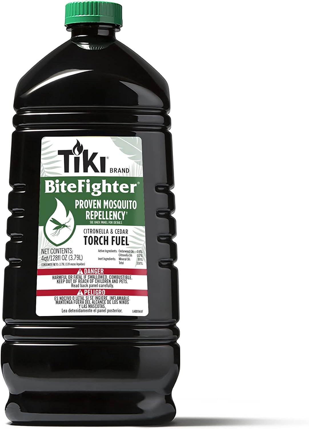 TIKI BiteFighter Mosquito Repellent Torch Fuel - 1 Gallon (128 oz.), Citronella & Cedar Formula for Mosquito Repellency, Easy Pour Bottle, Use with Torches & Table Torches, Outdoor & Backyard Use