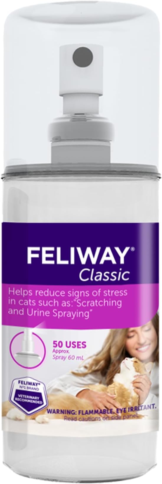FELIWAY Classic Cat Calming Spray, 60ml - Comforts Cats at Home and On the Go and Helps to Calm During Travel