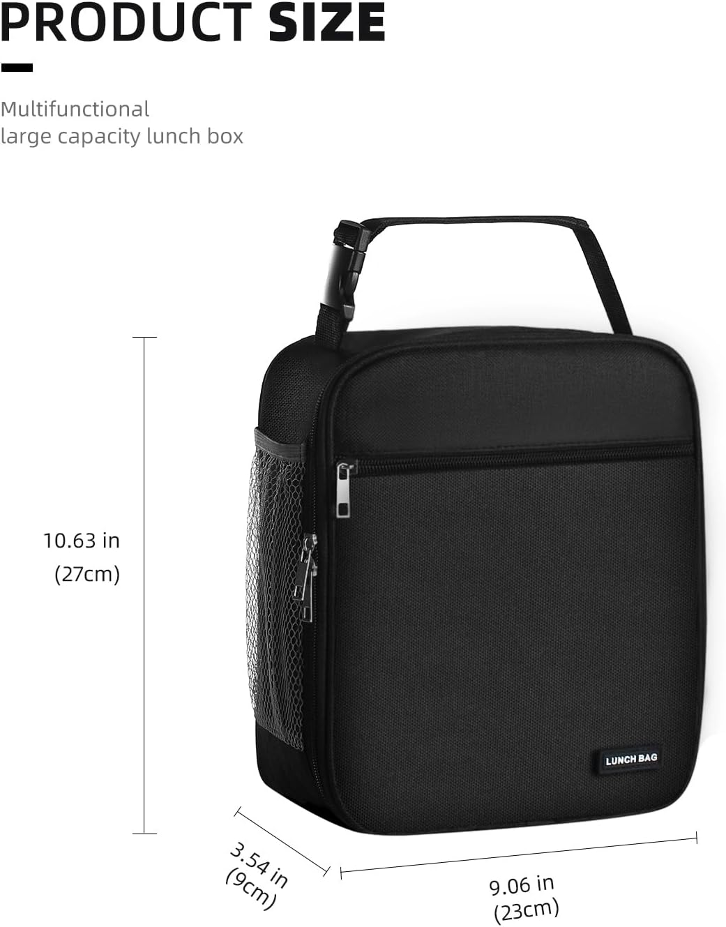 Lunch box Lunch bag for men women Insulated Lunchbox Lunch bags for Work Picnic Travel (Black)