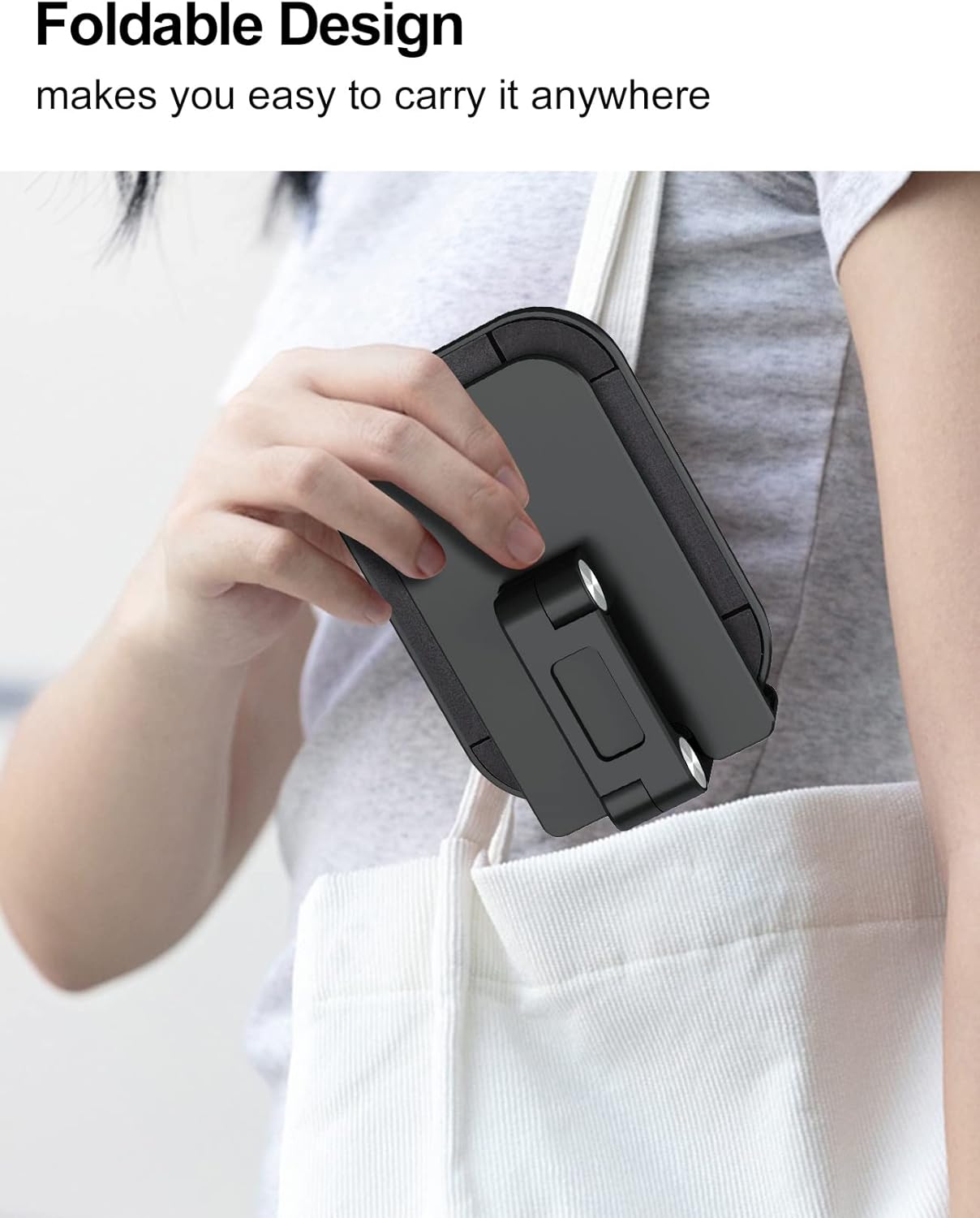 OCYCLONE Phone Stand, Adjustable Height and Angle Foldable Cell Phone Stand Holder for Desk, Taller iPhone Stand Compatible with 4.7"-13" Smartphones iPad Tablet, Black