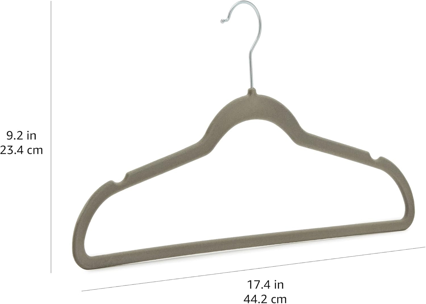 Basics 30-Pack Slim Velvet Non-Slip Suit Hangers – Space-Saving Clothes Hangers with Notched Shoulders & Sturdy Metal Core – Gray/Silver