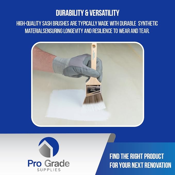 Pro Grade, Paint Brushes, 5-Piece, Paint Brush Set: Flat & Angle Brushes for Latex and Oil Paints, Stains, Interior & Exterior Home Improvement