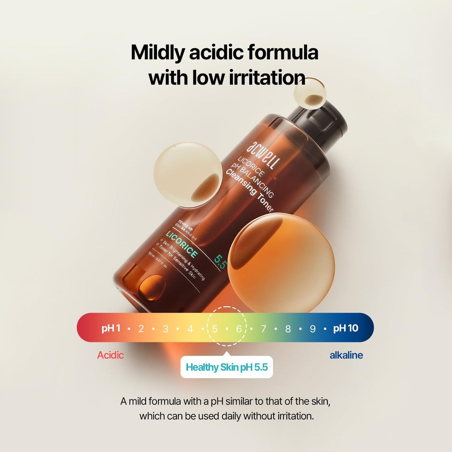 ACWELL Licorice pH Balancing Cleansing Toner 5.1 fl.oz. - PH5.5 Hydrating Makeup Cleansing Astringent - Skin Clearing, Reduce Pigmentation, Acne and Dark Spots