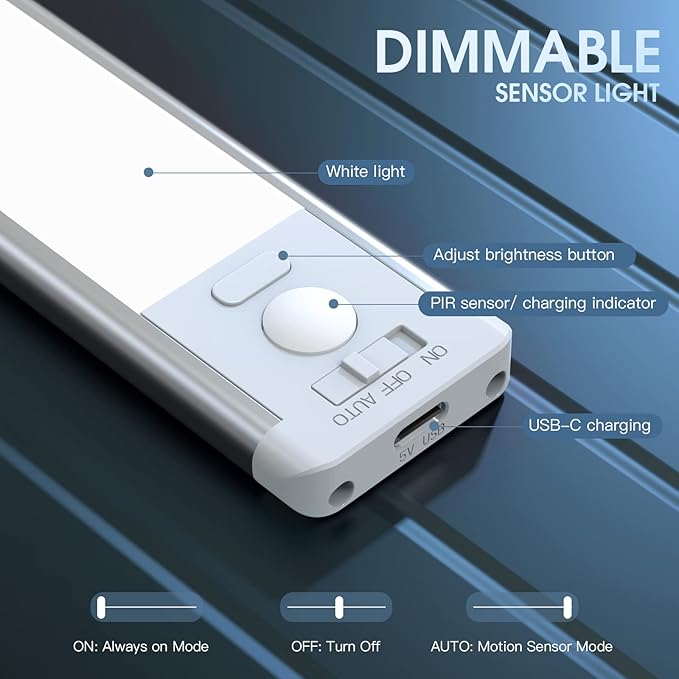 Under Cabinet Lighting,40 LED Rechargeable Battery Operated Motion Sensor Light Indoor - Cart Shape