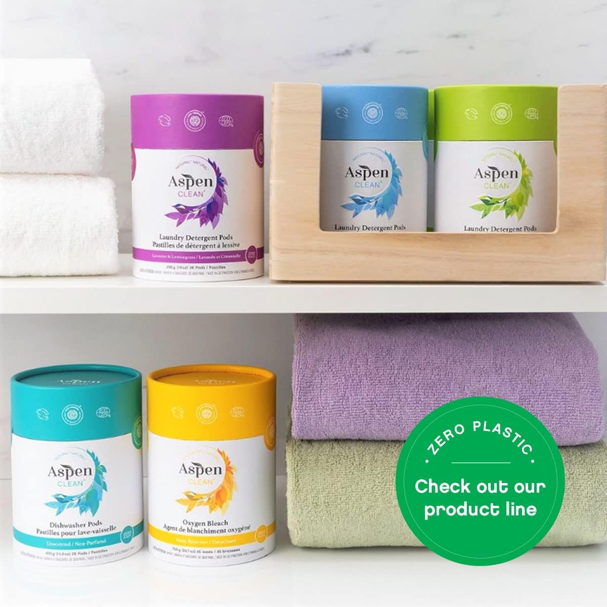 Unscented Dishwasher Pods by AspenClean, Dye-Free, Zero Plastic, EWG Verified™, Vegan, Eco-Friendly, Natural Dishwasher Detergent - 28 Count