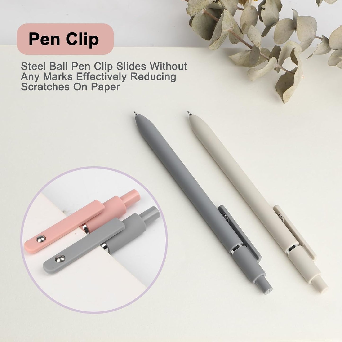 FIOVER Gel Pens, 5pcs 0.5mm Quick Dry Black Ink Fine Point Smooth Writing Pens High-End Series Ballpoint for Office School Supplies(Morandi)