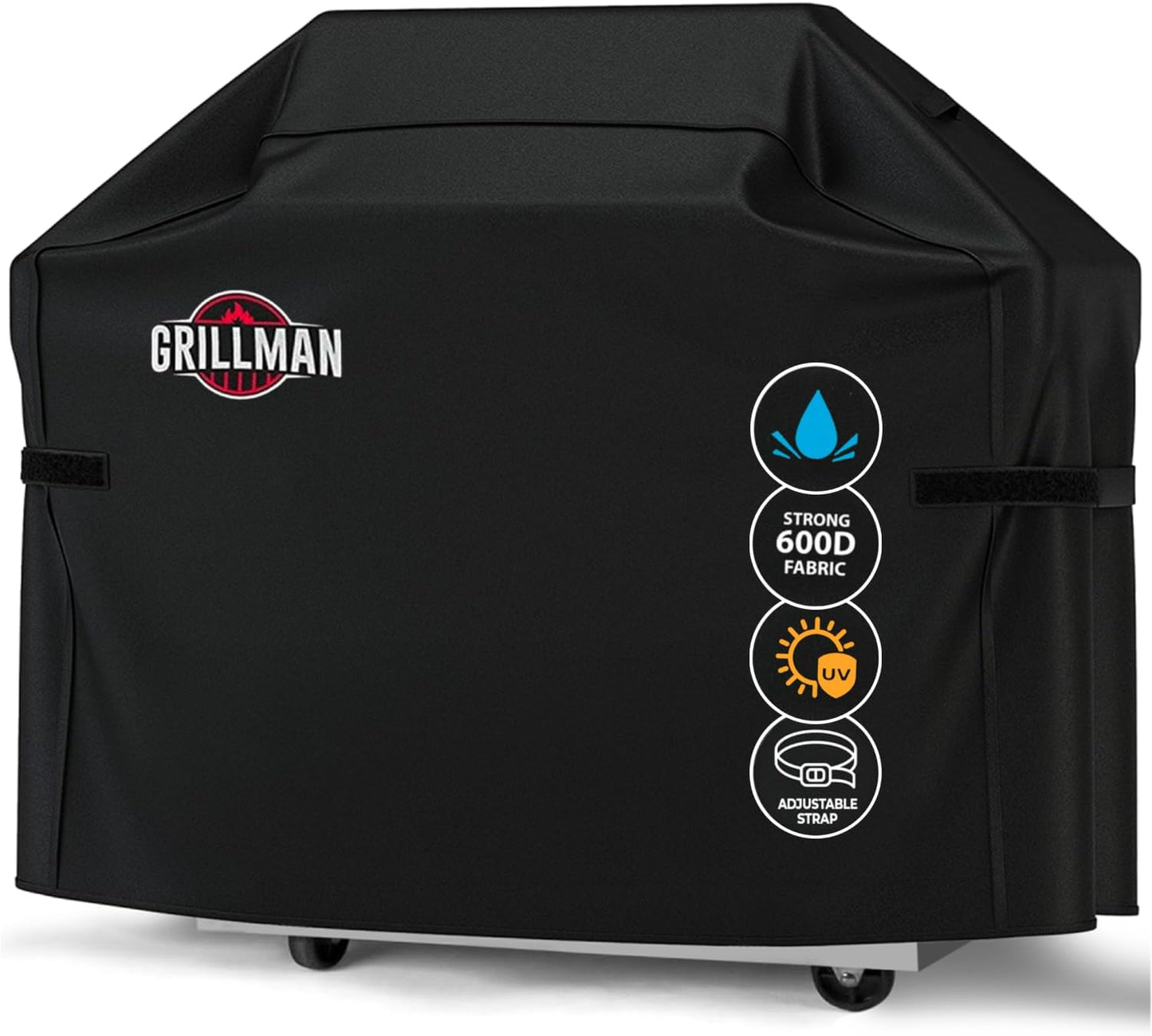 Grillman Grill Cover, BBQ Outdoor Grill Covers, Charcoal, Gas Grills, Waterproof, Rip-Proof, Weather-Resistant, Anti-UV, Barbecue Cover for Weber, Genesis, Charbroil, Nexgrill, etc (Black, 58 Inch)