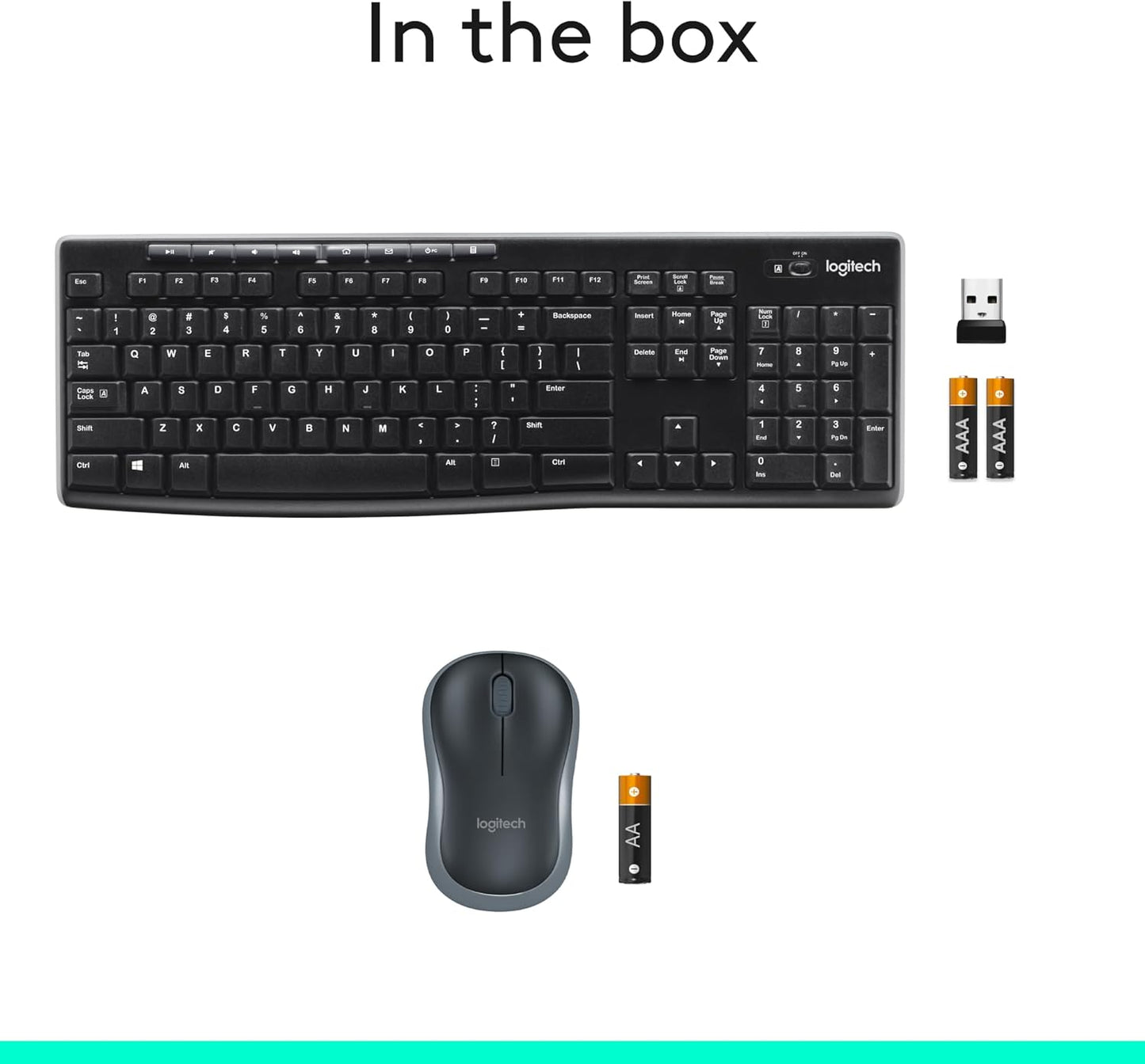Logitech MK270 Wireless Keyboard and Mouse Combo for Windows, 2.4 GHz, 8 Multimedia Keys, PC, Laptop, Wireless Keyboard Compact Mouse Combo - Black