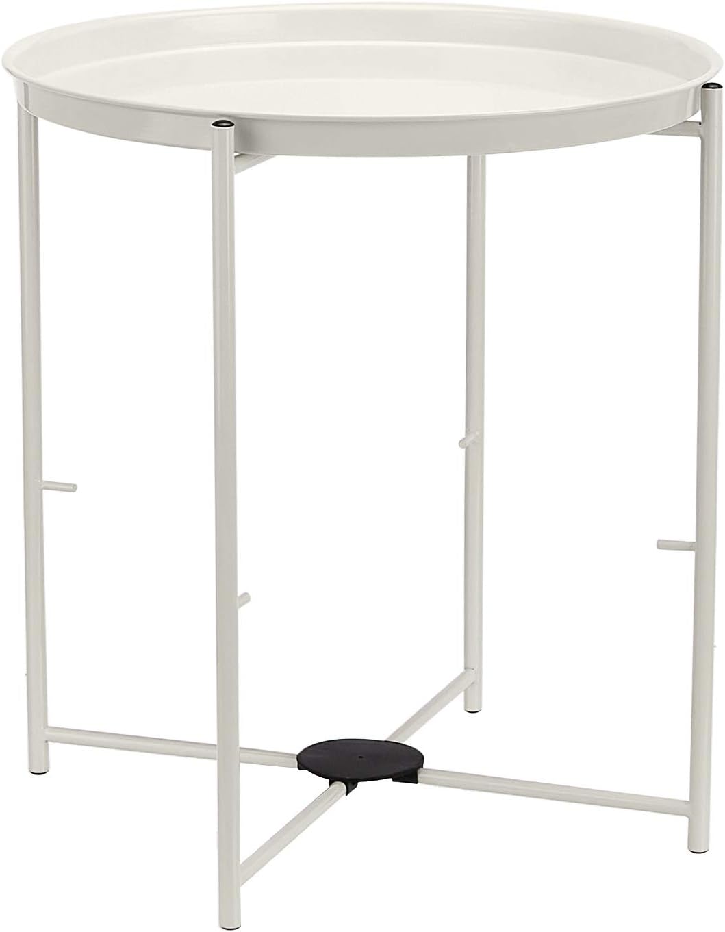 Storage End Table, Side Table with Cloth Basket, White/Heather Gray, 17.7"L x 17.7"W x 18.9"H