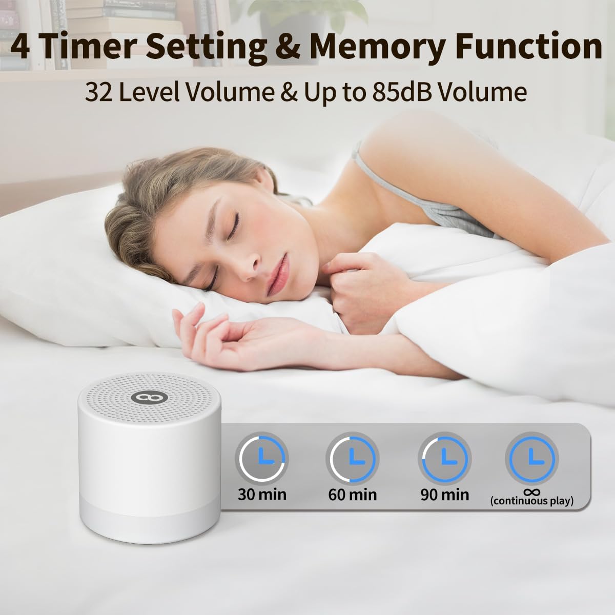 Sound Machine Mini White Noise Machine with 30 Soothing Sounds 4 Timers Memory Function for Newborn Baby Kids Adults Portable Rechargeable Sleep Brown Noise Machine for Travel Camping Home Office