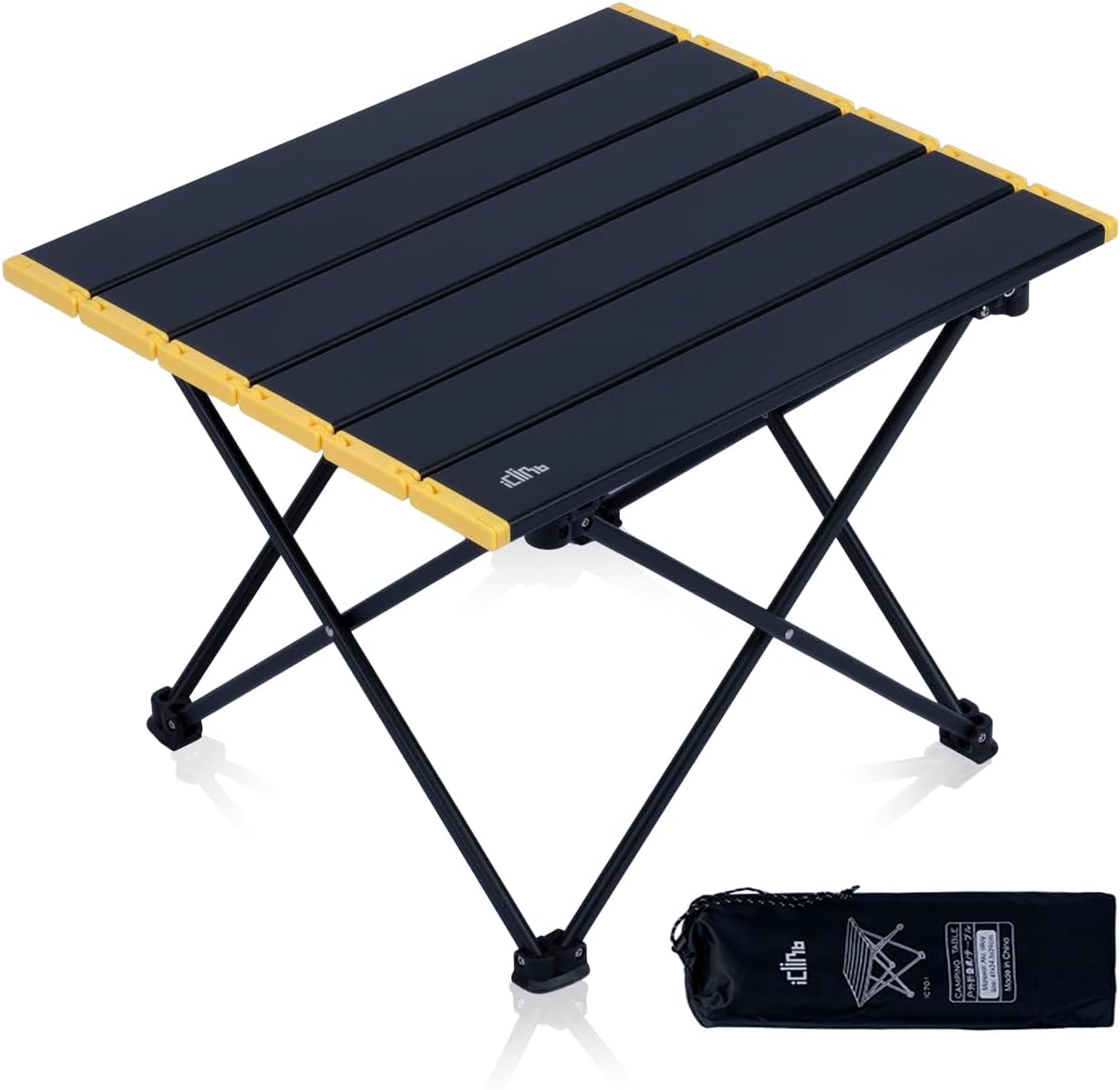 iClimb Ultralight Compact Camping Folding Table with Carry Bag (Black - S)