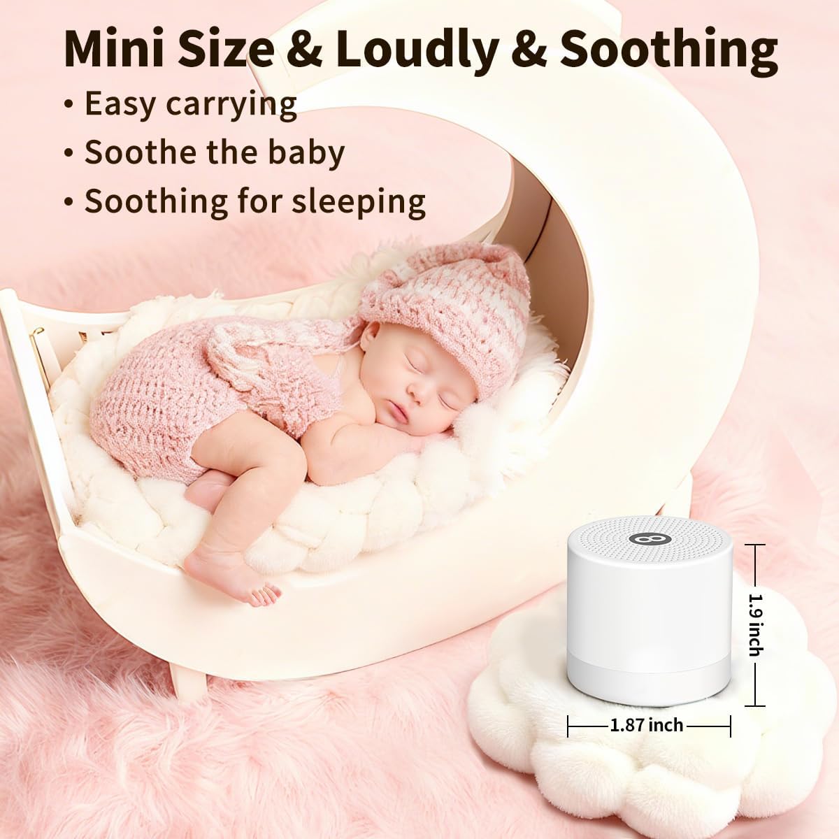 Sound Machine Mini White Noise Machine with 30 Soothing Sounds for Newborn Baby Kids Adults Portable Rechargeable Sleep Brown Noise Machine 4 Timers Memory Function for Travel Camping Home Office