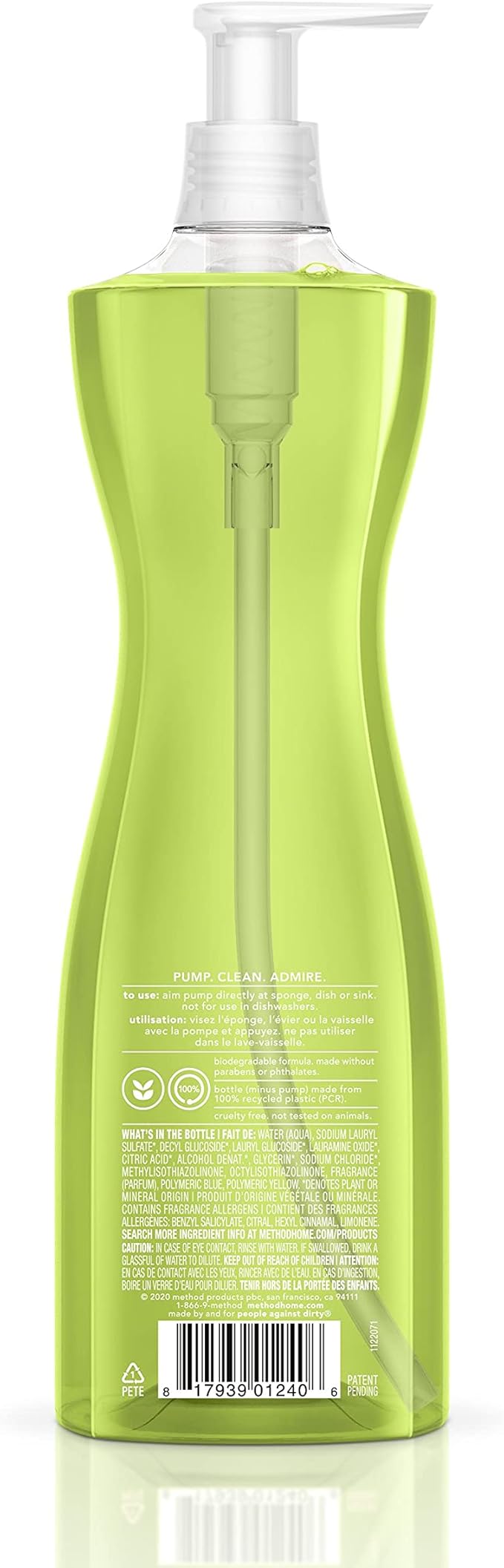 Method Dish Soap, Lime + Sea Salt, Biodegradable Formula, Tough on Grease, 18 Fl Oz (Pack of 1)