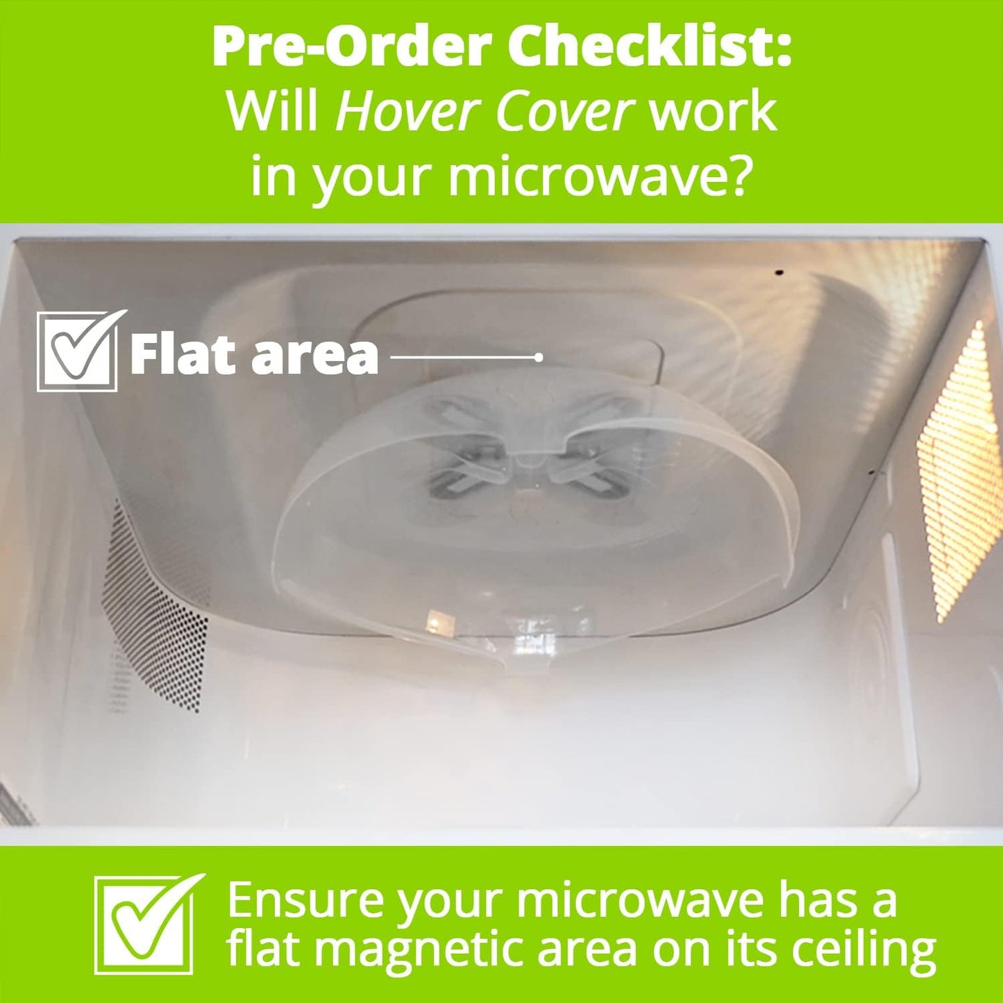 HOVER COVER Magnetic Splatter Cover, 12-Inch Clear BPA-Free Food Lid, Vented Plate Guard with Steam Vents, Anti-Splash Microwave Lid, Dishwasher Safe, Space-Saving Magnetic Storage - Gray