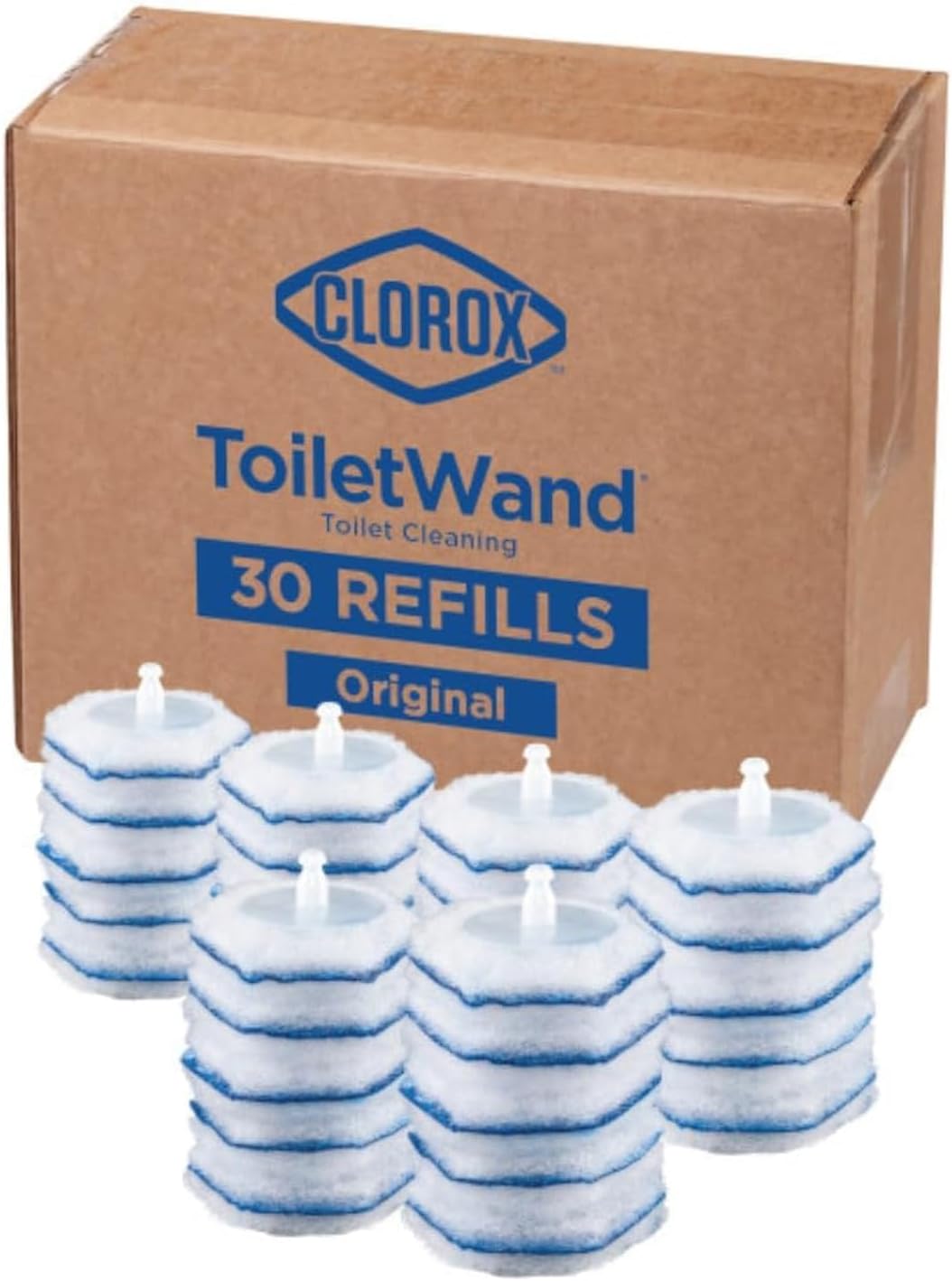 CLOROX ToiletWand Toilet Cleaning Refills, Disinfecting Scrubbing Pads, 30 Count (Pack May Vary)