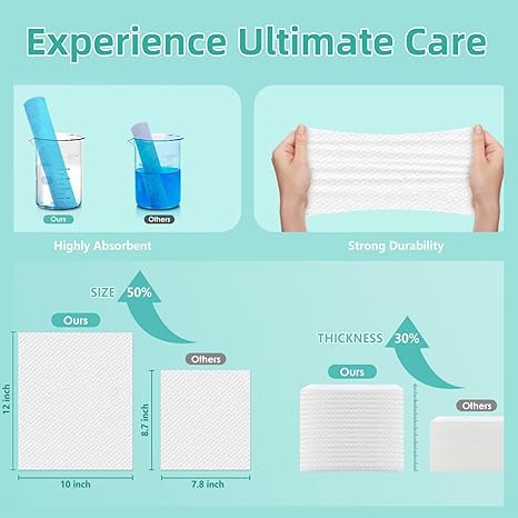 Face Towels, 10"×12" Disposable Face Towel, Face Towelettes XL, Ultra Soft Makeup Remover Dry Wipes, Thick Face Towel for Sensitive Skin, 50 Count (1 Pack)