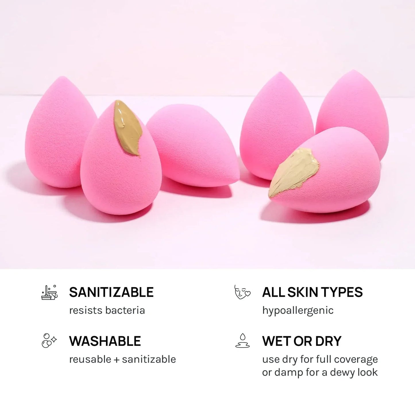 AOA Studio Latex-Free Makeup Sponge Set of 6, Super Soft for Powder, Cream & Liquid - Cart Shape