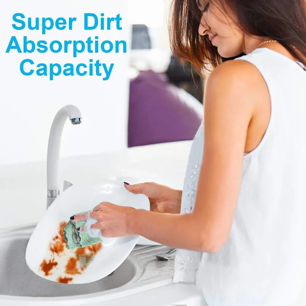 12PCS Double-Sided Microfiber Kitchen Towels, Reusable Cleaning Cloths 10x6 - Cart Shape