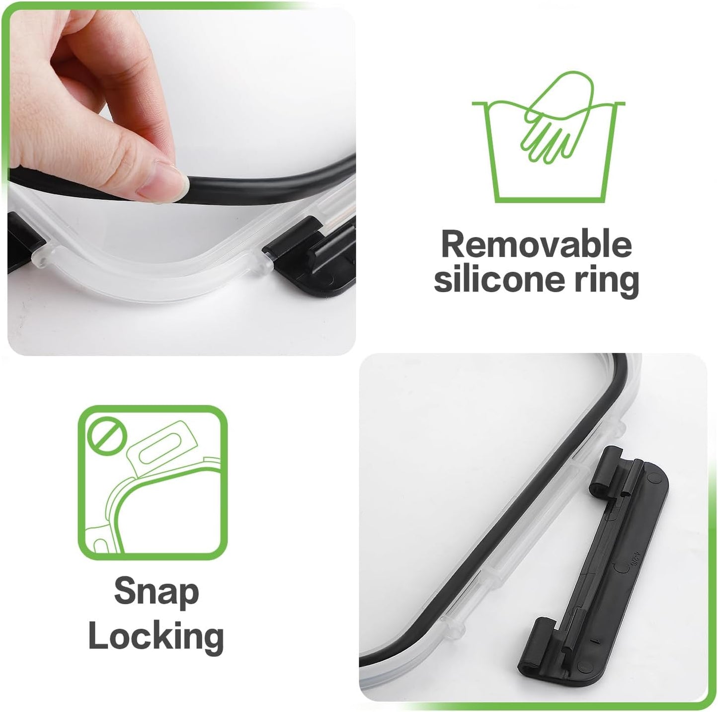 HOMBERKING 10 Pack Glass Meal Prep Containers with Locking Lids, Glass Food Storage Containers Set, Airtight Glass Lunch Bento Boxes, BPA-Free & Leak Proof, 36oz & 14oz, Freezer, Oven, Black