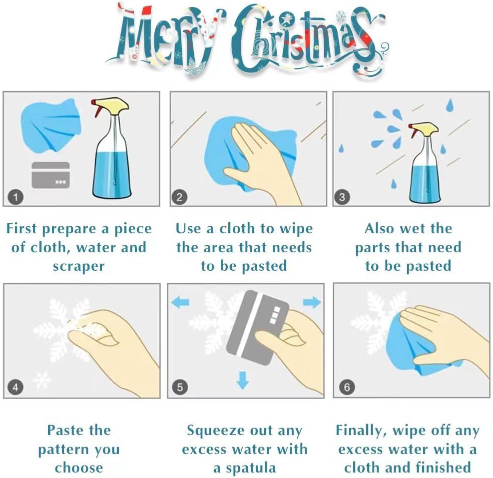 130PCS Christmas decoratives Window Stickers, Holiday Snowflake Santa Claus Reindeer Stickers