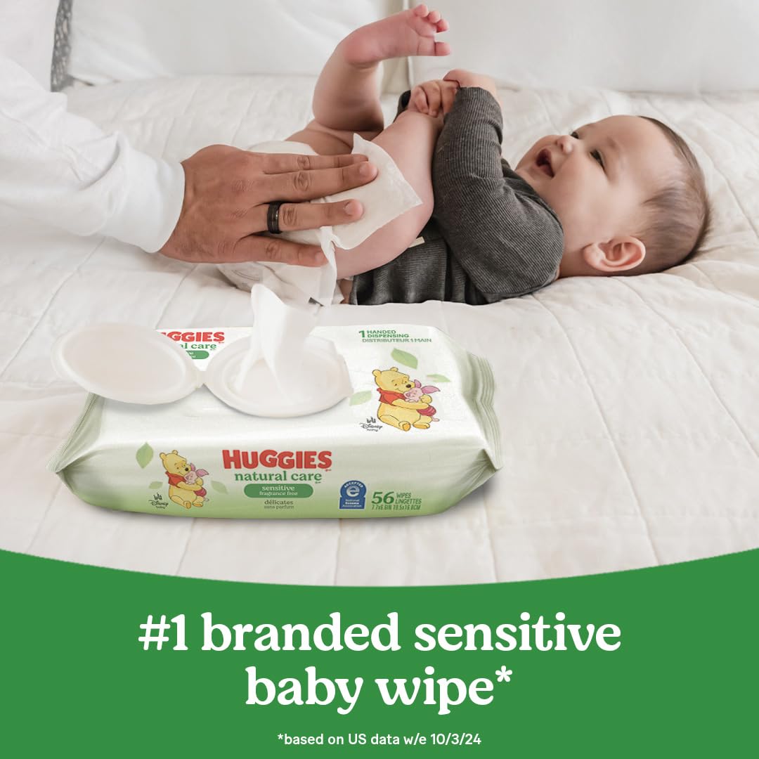 Huggies Natural Care Sensitive Baby Wipes – 768 Count (12 Flip-Top Packs), Unscented & Hypoallergenic