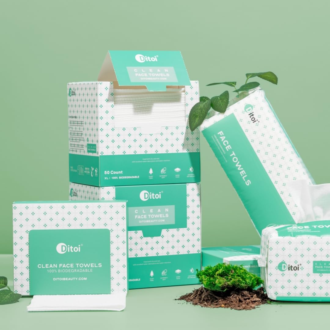 Ultra Thick Disposable Face Towels, Lint-Free Wipes for Makeup Removal, 50 Count - Cart Shape