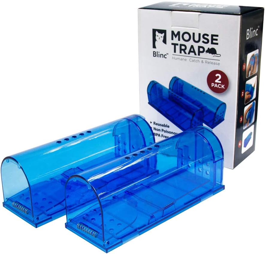 Humane Mouse Trap | Catch and Release Mouse Traps That Work | Mice Trap No Kill for mice/Rodent Pet Safe (Dog/Cat) Best Indoor/Outdoor Mousetrap Catcher Non Killer Small Capture Cage (Blue)