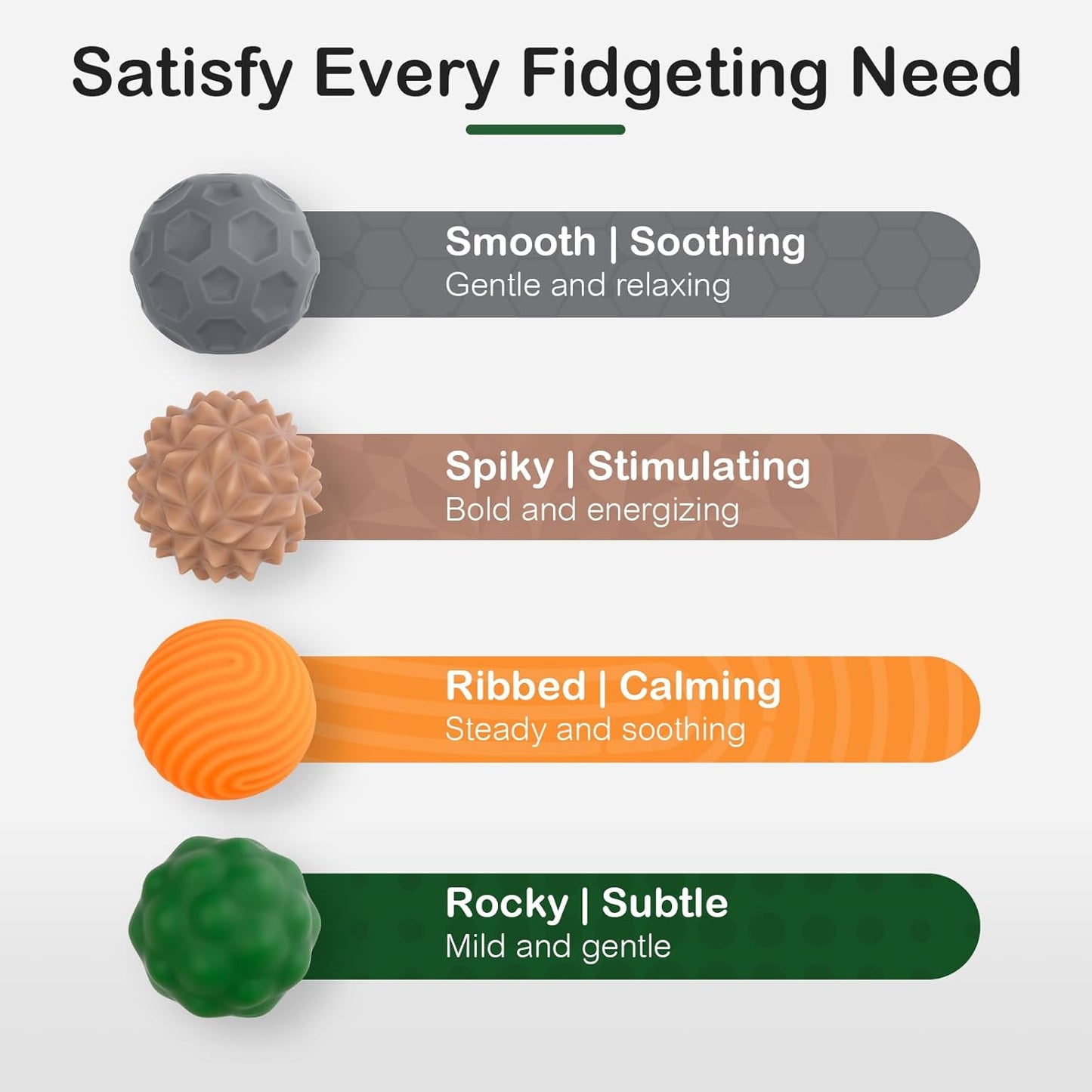 Fidget Toys Adults – 4PCS Magnetic Silicone Stress Balls for Anxiety, Focus & ADHD Relief, Textured Sensory Desk Gadgets, Stocking Stuffers or White Elephant Gifts for Men Women Teens