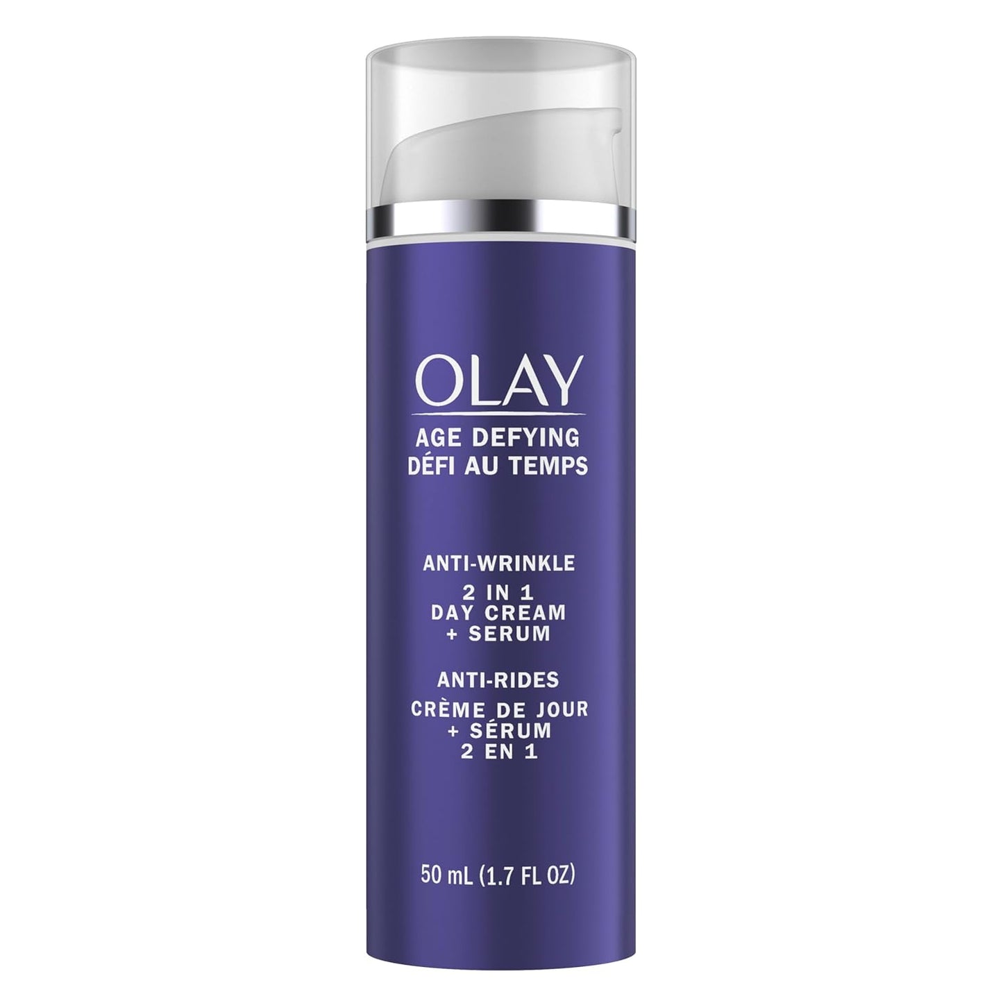Olay Face Serum, Age Defying Anti-Wrinkle 2-in-1 Day Cream - Anti-Aging, Anti-Wrinkle, Smooths Fine Lines and Wrinkles, Firming, Lifting - Niacinamide, Glycerin, Aloe Vera, 1.7 Oz