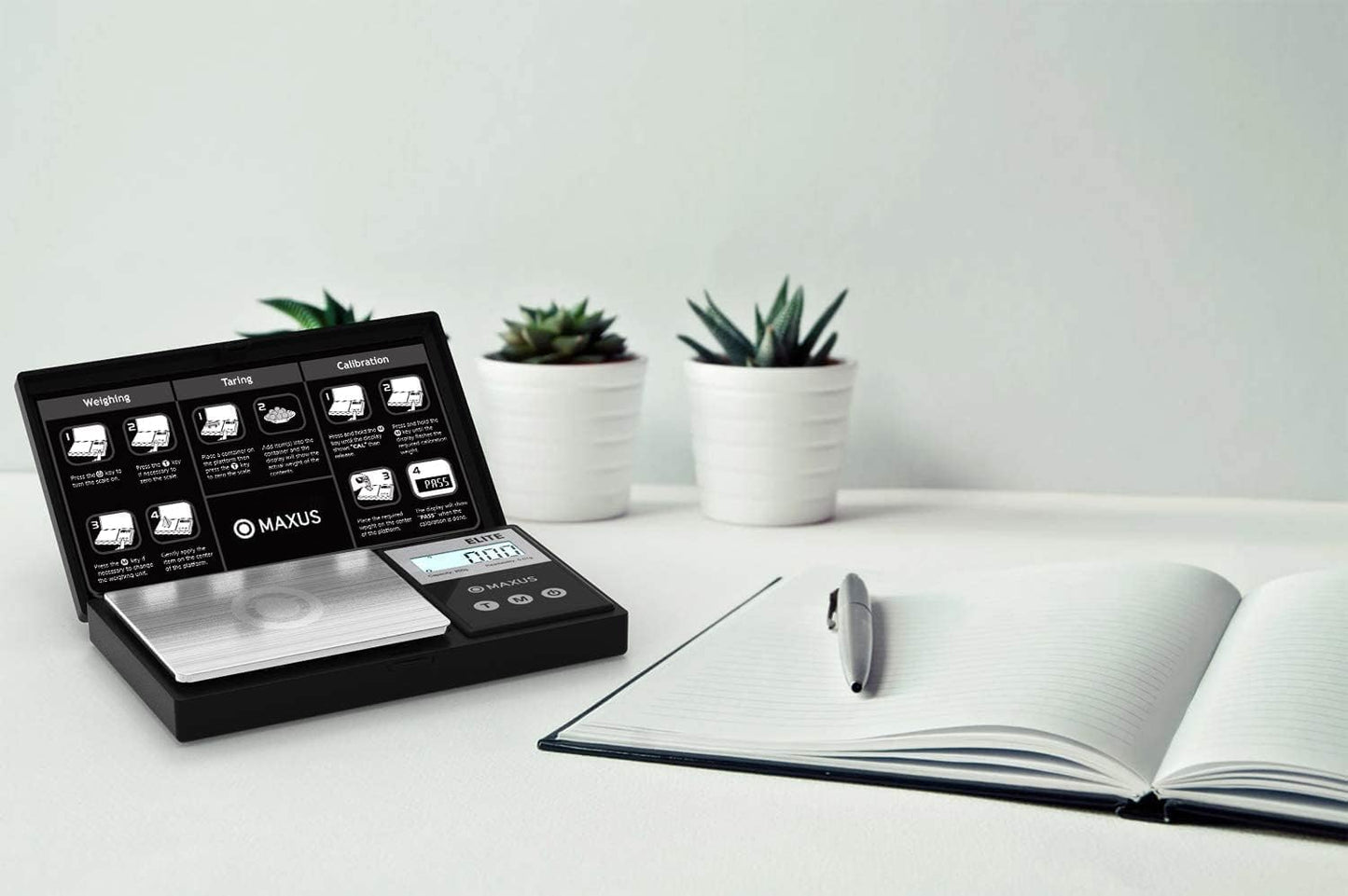 MAXUS Digital Pocket Gram Scale 500g x 0.01g High Precision with Tray, Weighs Small Food, Jewelry, Ounces, Grains, LCD Display, Tare Function