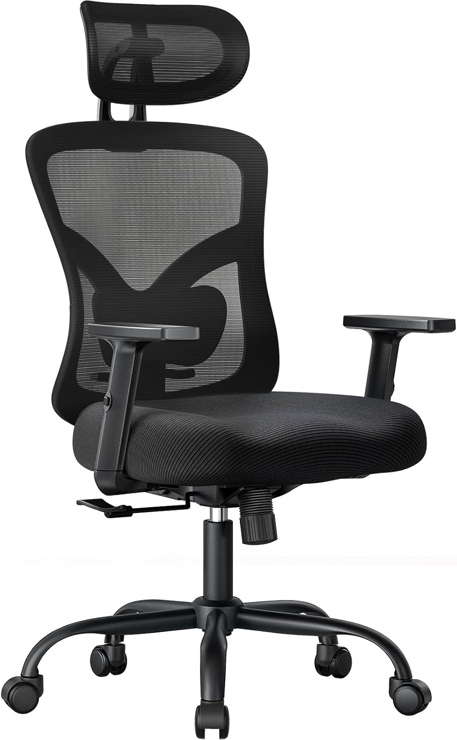 NOBLEWELL Ergonomic Office Chair with Padded Lumbar Support, 2D Headrest, Adjustable Armrests, Upgraded Contoured Seat Cushion, 130° Rocking Tilt, Computer Chair for Home Office, NWOC1-1