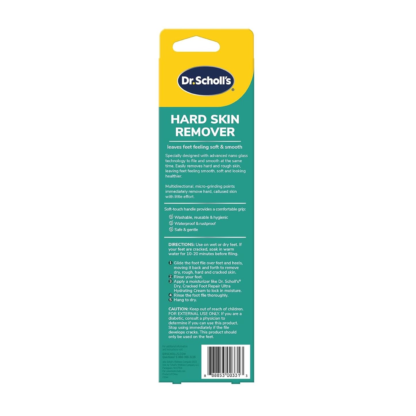 Dr. Scholl's Hard Skin Remover Nano Glass Foot File - Foot Callus Remover, Durable Foot Scrubber, Dead Skin Remover, Hygienic Pedicure Tool, Long Lasting Foot Buffer, Soft Smooth Feet