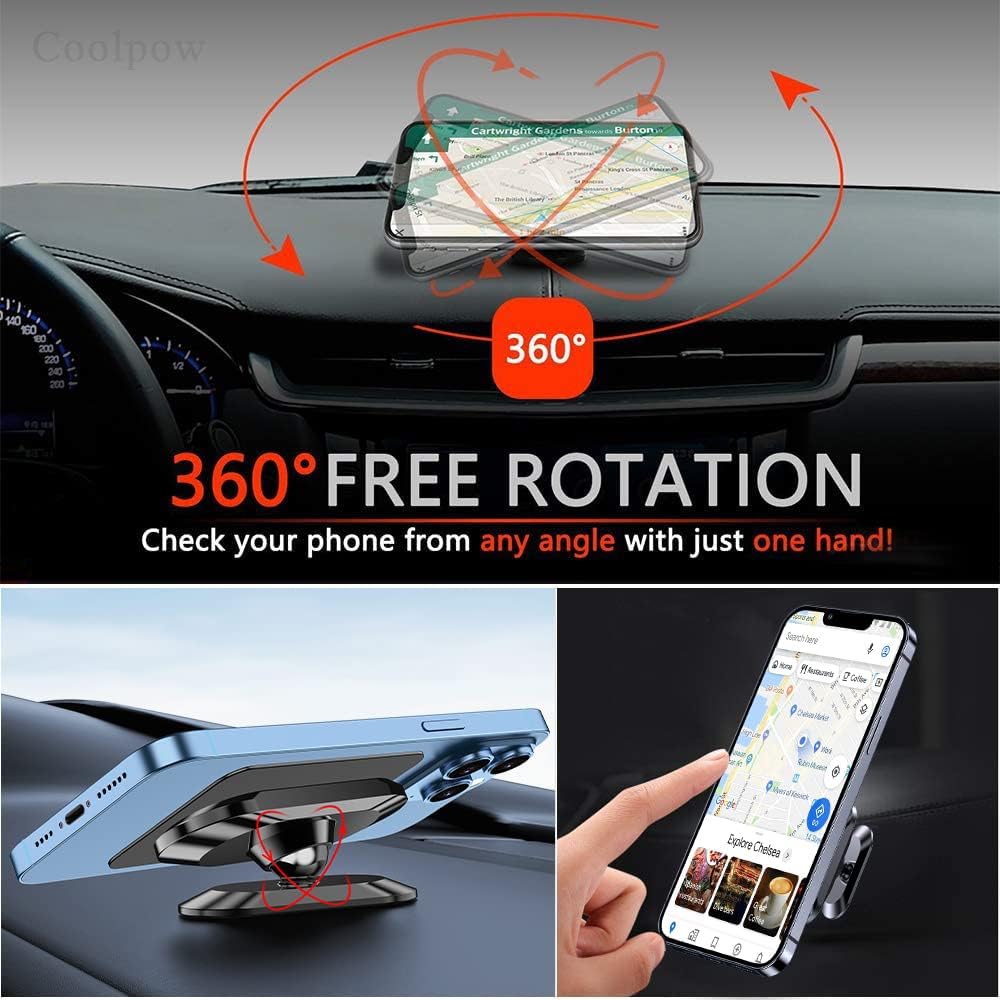 2-Pack Magnetic Phone Holder for Car Dash Strong Magnet Magnetic Car Phone Holder Mount 4 Plate Phone Holders for Your Car Phone Mount for Car Dashboard Cell Phone Car Mount for iPhone Samsung