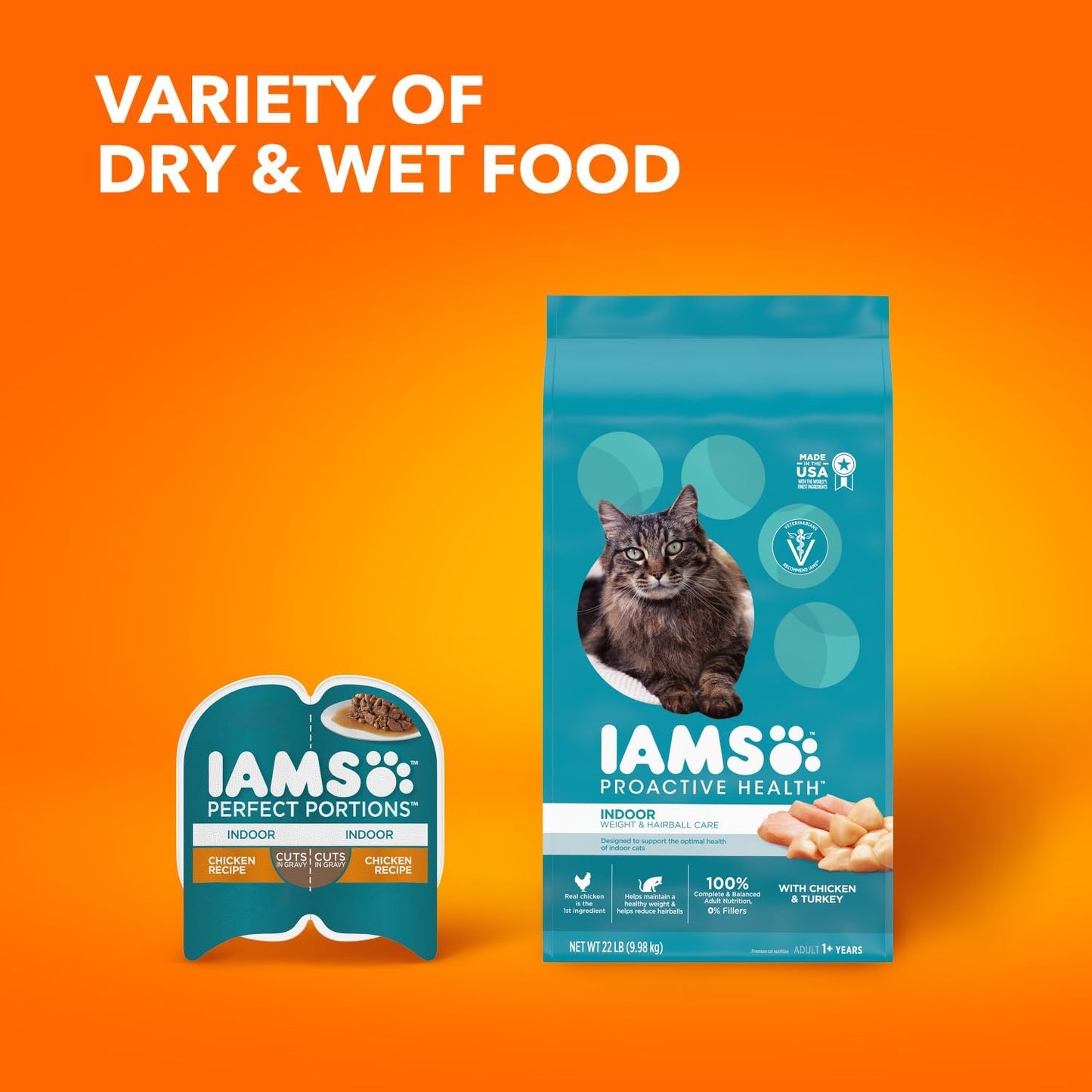 IAMS Proactive Health Indoor Weight & Hairball Care Adult Dry Cat Food with Chicken & Turkey, 7 lb. Bag