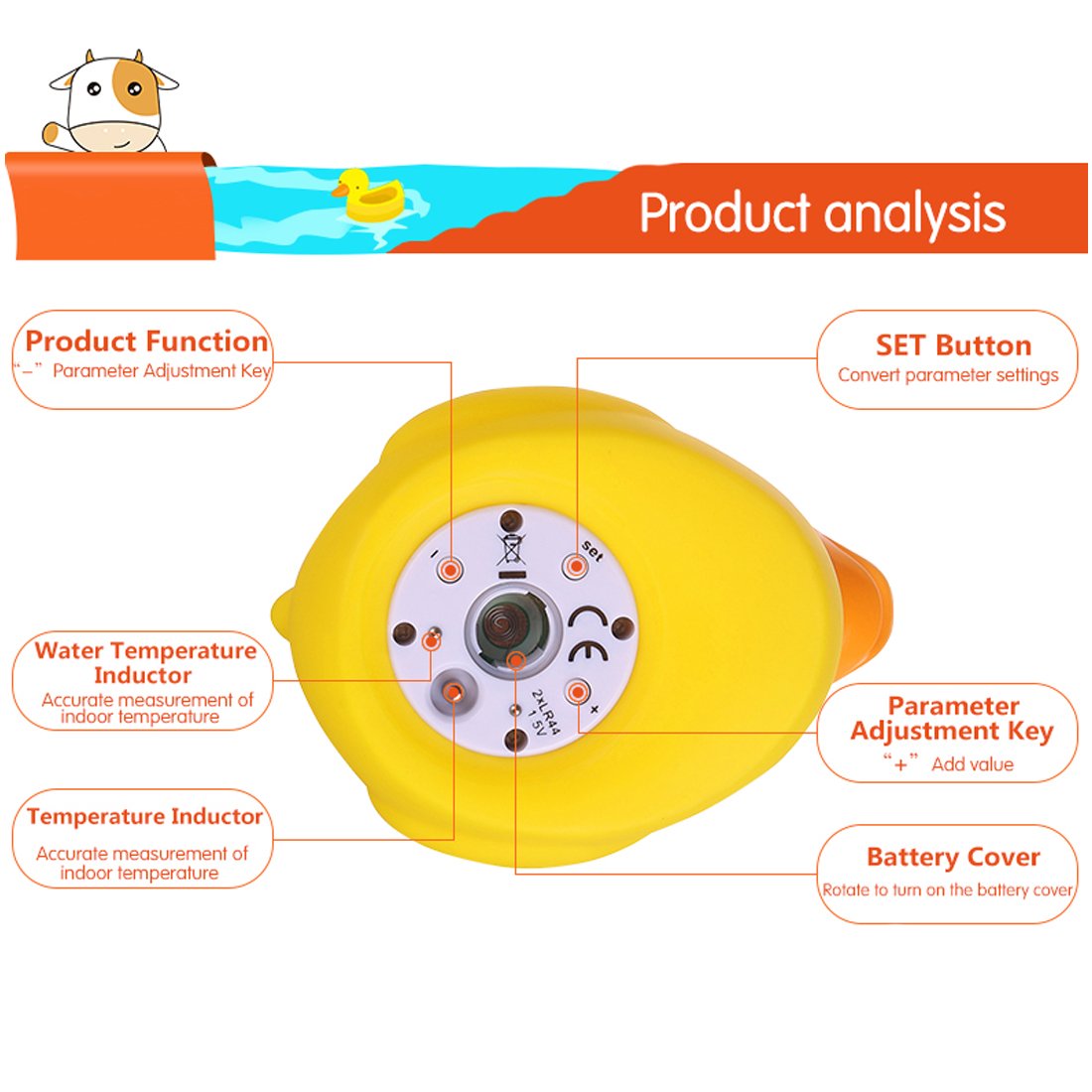 b&h Baby Bath Thermometer, The Infant Bath Floating Toy Safety Temperature Water Thermometer, Baby Bath Essentials (Classic Duck)