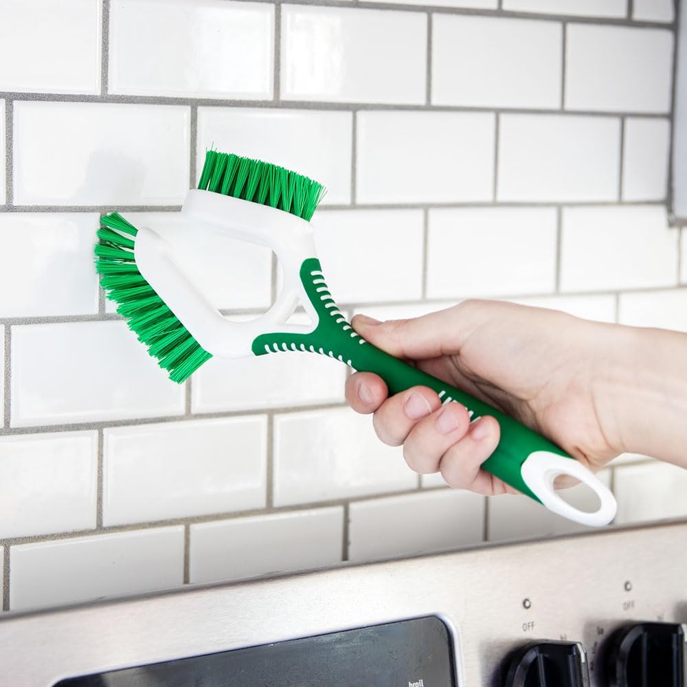 Libman Heavy Duty Scrub Brush Kit | Cleaning Brushes for Household Use | Tub Scrubber | Easy Grip Scrub Brush | Big Job Kitchen Brush | Dual Sided Tile & Grout Brush | 3 Different Brushes Included
