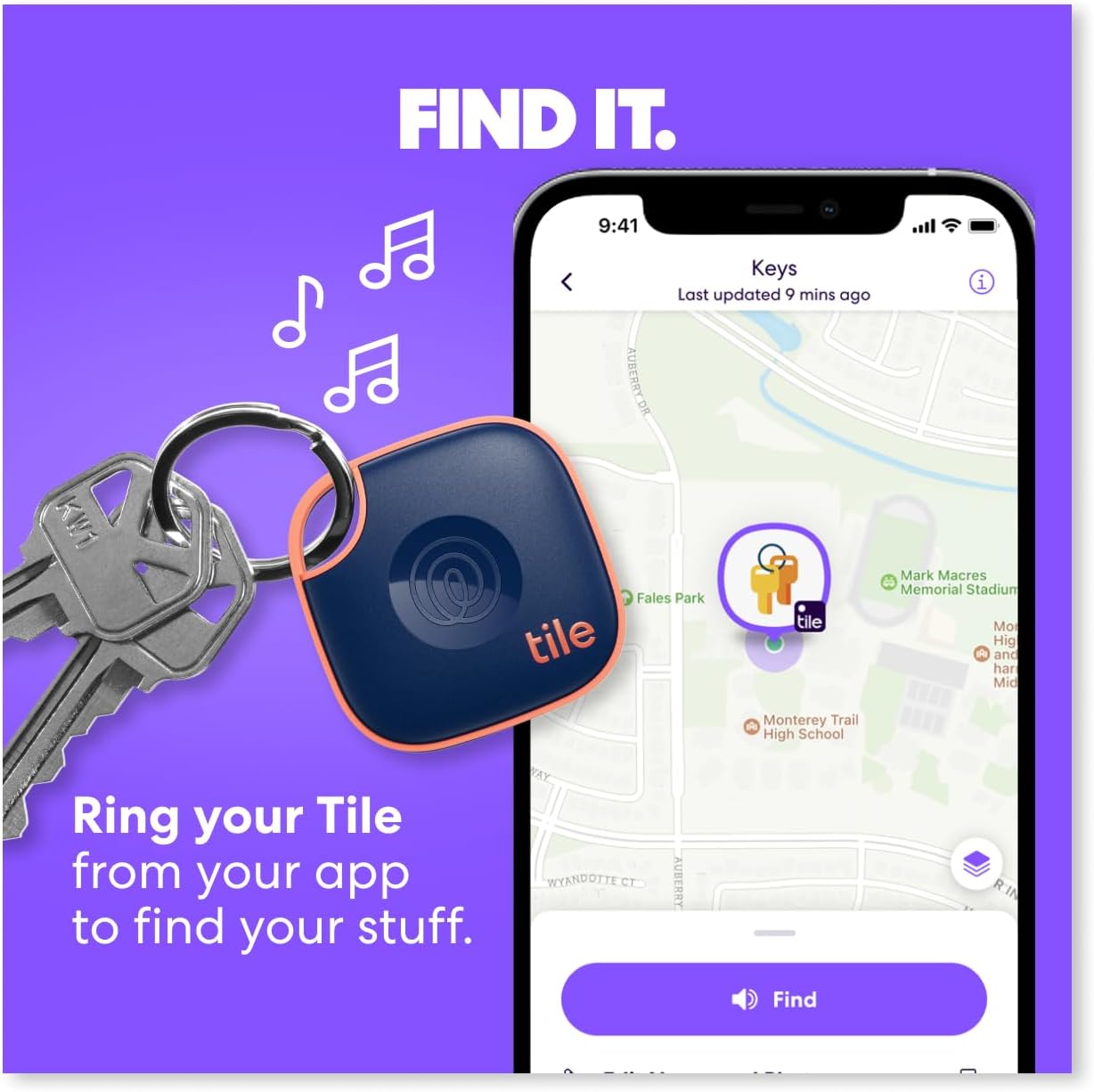 Tile by Life360 Mate Bluetooth Tracker, Keys Finder and Item Locator for Keys, Bags and More. Phone Finder. Both iOS and Android Compatible. 1-Pack (Black)