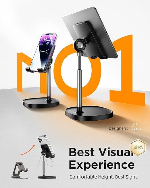 LISEN Cell Phone Stand Adjustable for iPhone Phone Holder for Desk, Office Desk Accessories Computer PC for iPhone Stand Gaming Essentials Fit Otterbox Case Phones Switch Kindle iPad Air Tablet 4-10in