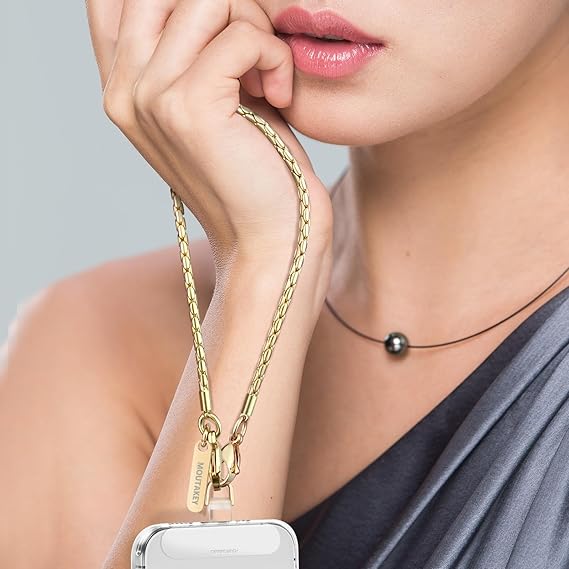 Phone Wrist Strap Metal Phone Chain Wristlet Strap Detachable iPhone Lanyard Wrist with 2 Tether Tabs iPhone Charm strap For Women girls Shopping Traveling Party Walking