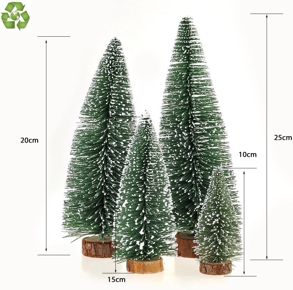 Desktop Miniature Pine Tree Tabletop Christmas Tree Small Pine Tree Decor Christmas Tree Toppers (Green 4pcs)